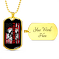 Firefighter Flag Necklace Stainless Steel or 18k Gold Dog Tag 24" Chain-Express Your Love Gifts