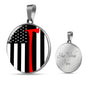 Firefighter Flag W Axe Circle Necklace Stainless Steel or 18k Gold 18-22"-Express Your Love Gifts