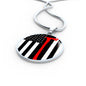 Firefighter Flag W Axe Circle Necklace Stainless Steel or 18k Gold 18-22"-Express Your Love Gifts