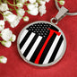 Firefighter Flag W Axe Circle Necklace Stainless Steel or 18k Gold 18-22"-Express Your Love Gifts
