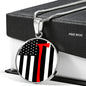 Firefighter Flag W Axe Circle Necklace Stainless Steel or 18k Gold 18-22"-Express Your Love Gifts