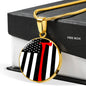 Firefighter Flag W Axe Circle Necklace Stainless Steel or 18k Gold 18-22"-Express Your Love Gifts
