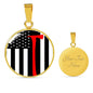 Firefighter Flag W Axe Circle Necklace Stainless Steel or 18k Gold 18-22"-Express Your Love Gifts