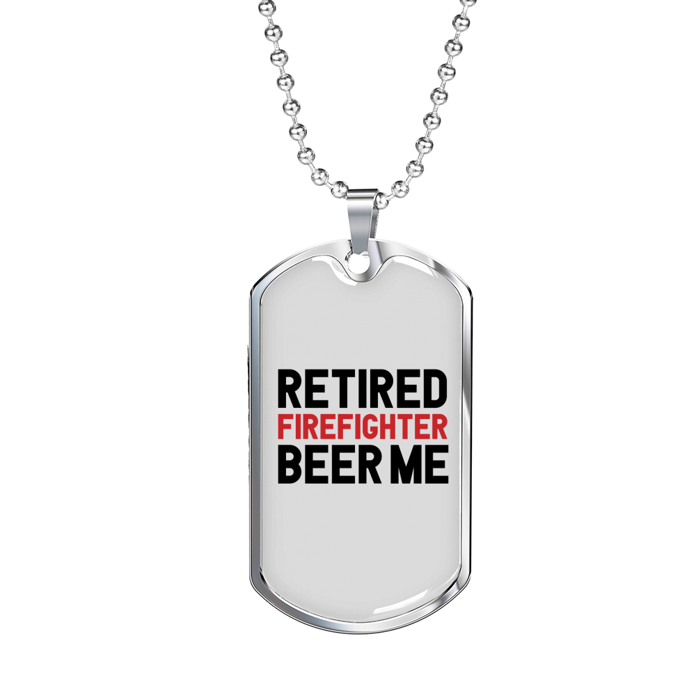 Firefighter In The Middle Necklace Stainless Steel or 18k Gold Dog Tag 24" Chain-Express Your Love Gifts