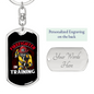 Firefighter In Training Keychain Stainless Steel or 18k Gold Dog Tag Keyring-Express Your Love Gifts