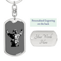 Firefighter In Uniform Keychain Stainless Steel or 18k Gold Dog Tag Keyring-Express Your Love Gifts