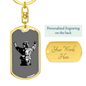 Firefighter In Uniform Keychain Stainless Steel or 18k Gold Dog Tag Keyring-Express Your Love Gifts