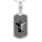 Firefighter In Uniform Keychain Stainless Steel or 18k Gold Dog Tag Keyring-Express Your Love Gifts