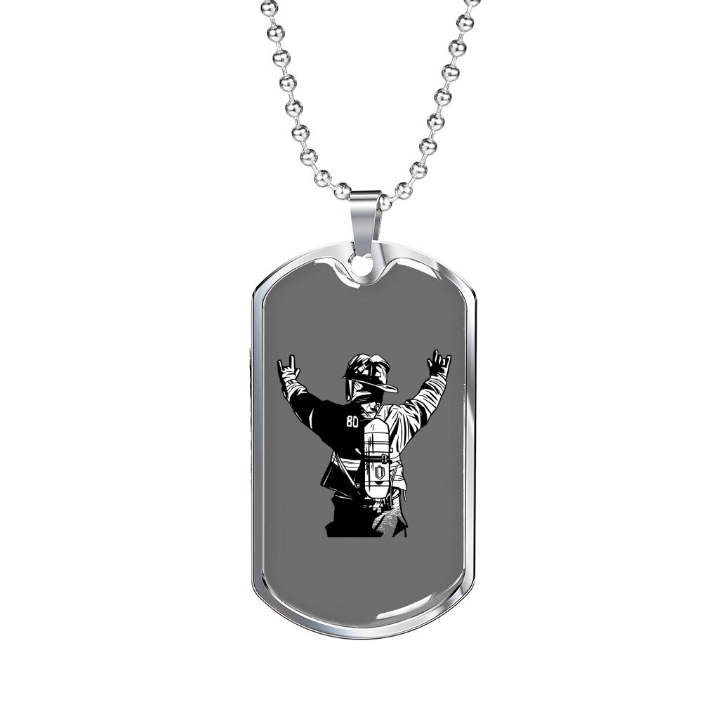 Firefighter In Uniform Necklace Stainless Steel or 18k Gold Dog Tag 24" Chain-Express Your Love Gifts