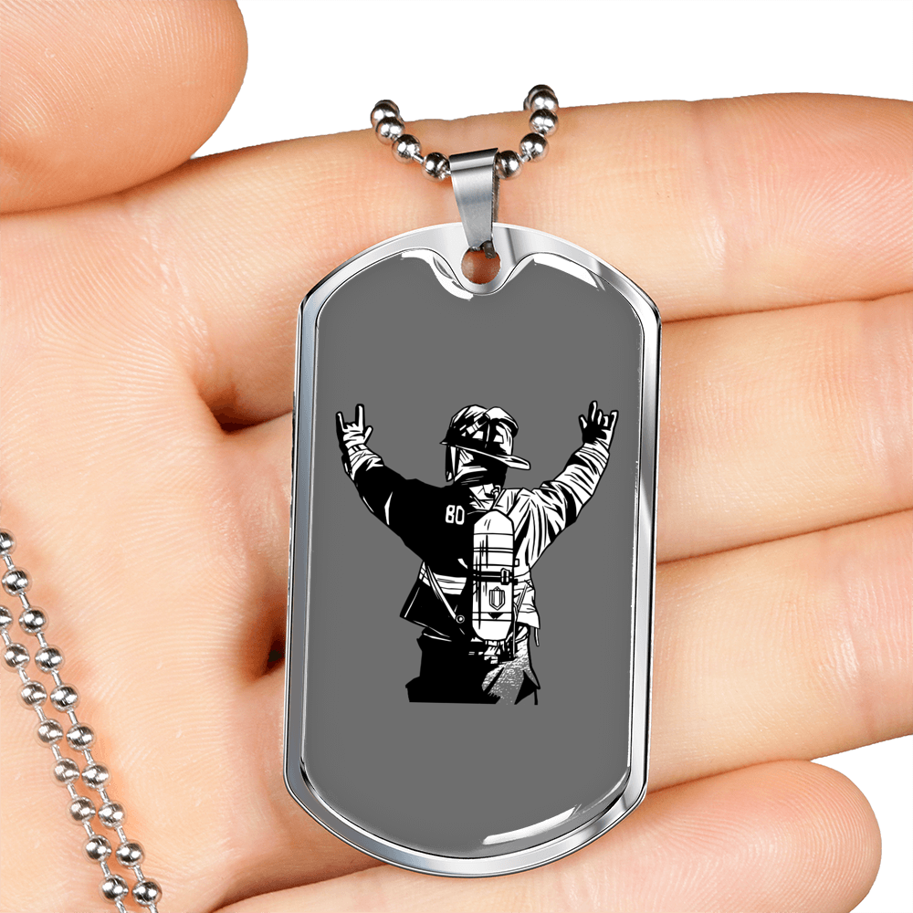 Firefighter In Uniform Necklace Stainless Steel or 18k Gold Dog Tag 24" Chain-Express Your Love Gifts