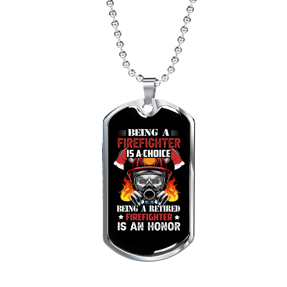 Firefighter Is An Honor Necklace Stainless Steel or 18k Gold Dog Tag 24" Chain-Express Your Love Gifts