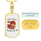 Firefighter Kid With Firetruck Keychain Stainless Steel or 18k Gold Dog Tag Keyring-Express Your Love Gifts