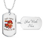 Firefighter Kid With Firetruck Necklace Stainless Steel or 18k Gold Dog Tag 24" Chain-Express Your Love Gifts