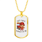 Firefighter Kid With Firetruck Necklace Stainless Steel or 18k Gold Dog Tag 24" Chain-Express Your Love Gifts