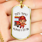 Firefighter Kid With Firetruck Necklace Stainless Steel or 18k Gold Dog Tag 24" Chain-Express Your Love Gifts
