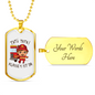 Firefighter Kid With Firetruck Necklace Stainless Steel or 18k Gold Dog Tag 24" Chain-Express Your Love Gifts