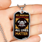 Firefighter Lives Matter Necklace Stainless Steel or 18k Gold Dog Tag 24" Chain-Express Your Love Gifts