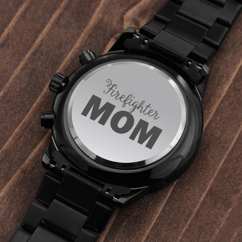 Firefighter Mom Engraved Multifunction Analog Stainless Steel Chronograph Men's Watch W Copper Dial-Express Your Love Gifts