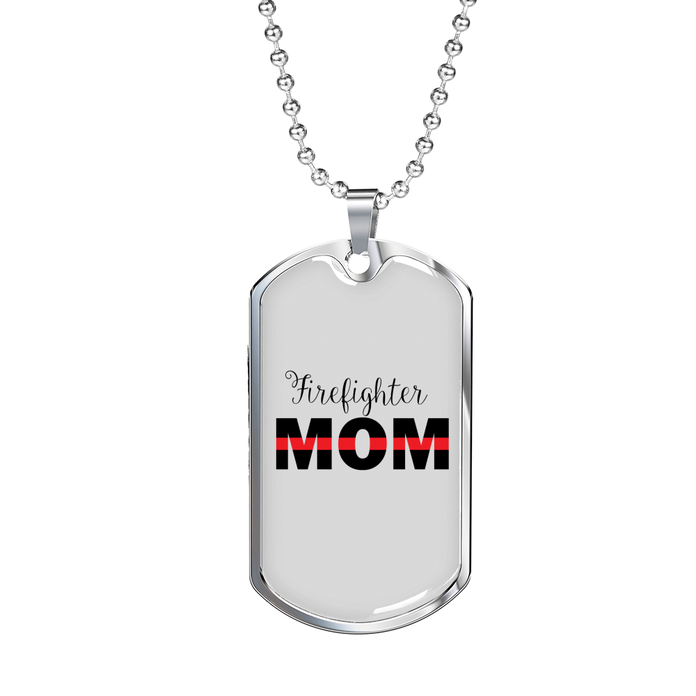 Firefighter Mom Necklace Stainless Steel or 18k Gold Dog Tag 24" Chain-Express Your Love Gifts