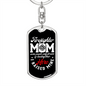 Firefighter Mom Raised Keychain Stainless Steel or 18k Gold Dog Tag Keyring-Express Your Love Gifts