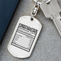 Firefighter Nutritional Facts Keychain Stainless Steel or 18k Gold Dog Tag Keyring-Express Your Love Gifts