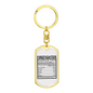 Firefighter Nutritional Facts Keychain Stainless Steel or 18k Gold Dog Tag Keyring-Express Your Love Gifts