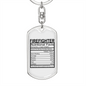 Firefighter Nutritional Facts Keychain Stainless Steel or 18k Gold Dog Tag Keyring-Express Your Love Gifts