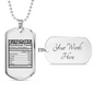 Firefighter Nutritional Facts Necklace Stainless Steel or 18k Gold Dog Tag 24" Chain-Express Your Love Gifts