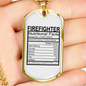 Firefighter Nutritional Facts Necklace Stainless Steel or 18k Gold Dog Tag 24" Chain-Express Your Love Gifts