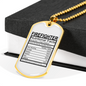 Firefighter Nutritional Facts Necklace Stainless Steel or 18k Gold Dog Tag 24" Chain-Express Your Love Gifts