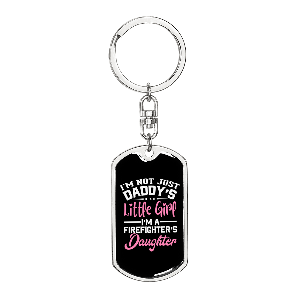 Firefighter'S Little Girl Keychain Stainless Steel or 18k Gold Dog Tag Keyring-Express Your Love Gifts