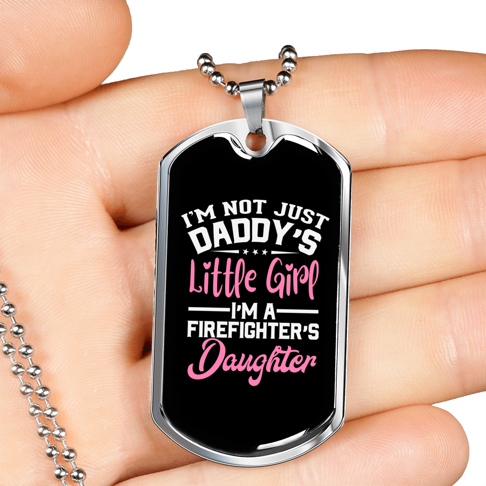 Firefighter'S Little Girl Necklace Stainless Steel or 18k Gold Dog Tag 24" Chain-Express Your Love Gifts