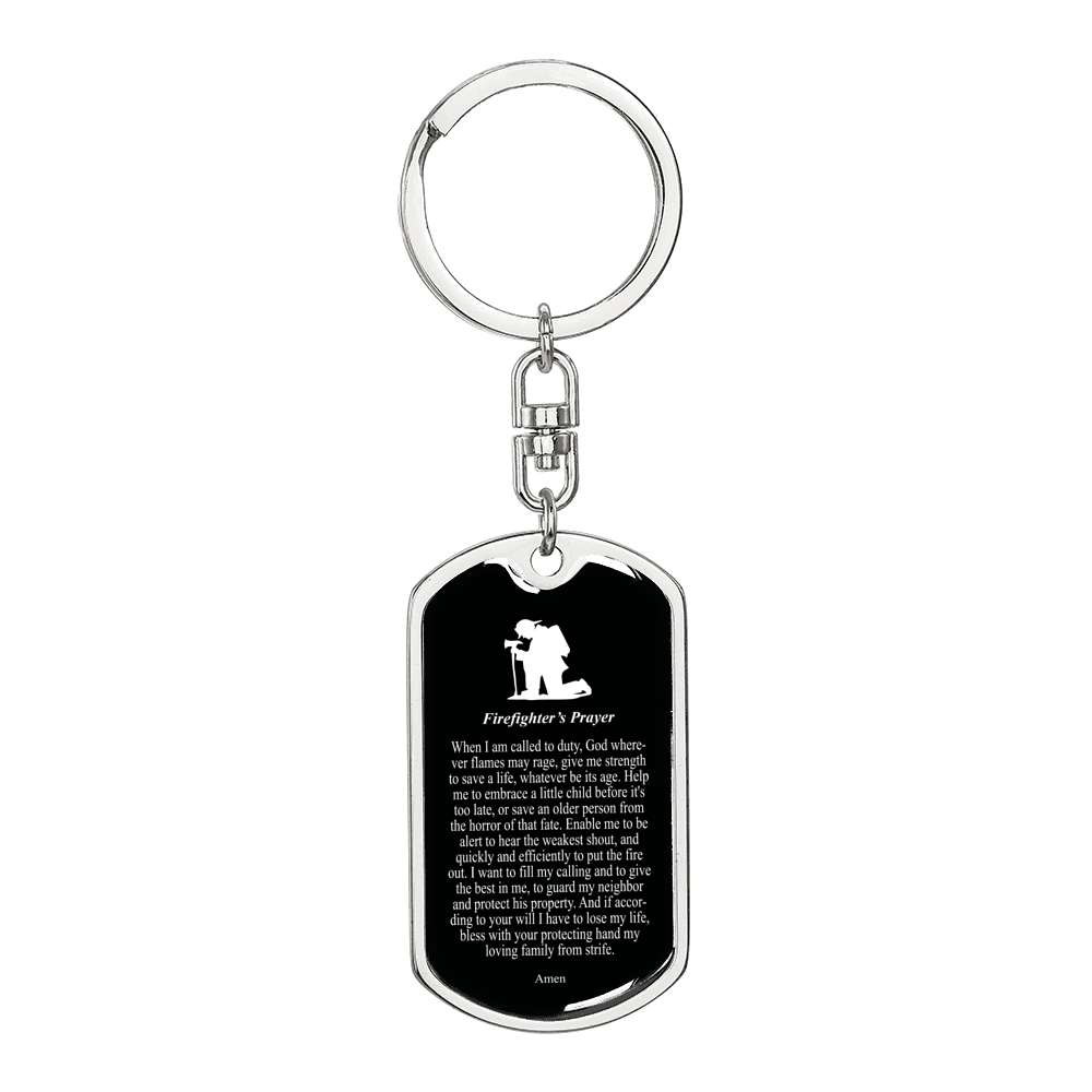 Firefighter'S Prayer Swivel Keychain Dog Tag Stainless Steel or 18k Gold-Express Your Love Gifts