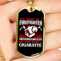 Firefighter Smoking Not CigArettes Necklace Stainless Steel or 18k Gold Dog Tag 24" Chain-Express Your Love Gifts