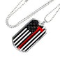 Firefighter Thin Red Line Axe Stainless Steel or 18k Gold Dog Tag 24"-Express Your Love Gifts