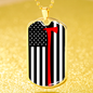 Firefighter Thin Red Line Axe Stainless Steel or 18k Gold Dog Tag 24"-Express Your Love Gifts