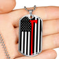 Firefighter Thin Red Line Axe Stainless Steel or 18k Gold Dog Tag 24"-Express Your Love Gifts