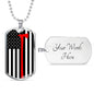 Firefighter Thin Red Line Axe Stainless Steel or 18k Gold Dog Tag 24"-Express Your Love Gifts