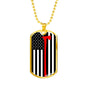 Firefighter Thin Red Line Axe Stainless Steel or 18k Gold Dog Tag 24"-Express Your Love Gifts