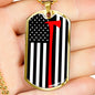 Firefighter Thin Red Line Axe Stainless Steel or 18k Gold Dog Tag 24"-Express Your Love Gifts