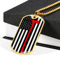 Firefighter Thin Red Line Axe Stainless Steel or 18k Gold Dog Tag 24"-Express Your Love Gifts