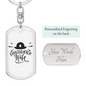 Firefighter Wife Keychain Stainless Steel or 18k Gold Dog Tag Keyring-Express Your Love Gifts