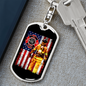 Firefighter With American Flag Keychain Stainless Steel or 18k Gold Dog Tag Keyring-Express Your Love Gifts