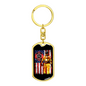 Firefighter With American Flag Keychain Stainless Steel or 18k Gold Dog Tag Keyring-Express Your Love Gifts
