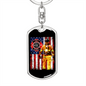 Firefighter With American Flag Keychain Stainless Steel or 18k Gold Dog Tag Keyring-Express Your Love Gifts