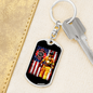 Firefighter With American Flag Keychain Stainless Steel or 18k Gold Dog Tag Keyring-Express Your Love Gifts