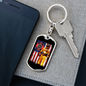 Firefighter With American Flag Keychain Stainless Steel or 18k Gold Dog Tag Keyring-Express Your Love Gifts