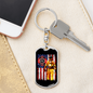 Firefighter With American Flag Keychain Stainless Steel or 18k Gold Dog Tag Keyring-Express Your Love Gifts