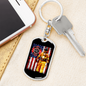 Firefighter With American Flag Keychain Stainless Steel or 18k Gold Dog Tag Keyring-Express Your Love Gifts
