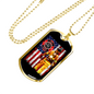 Firefighter With American Flag Necklace Stainless Steel or 18k Gold Dog Tag 24" Chain-Express Your Love Gifts